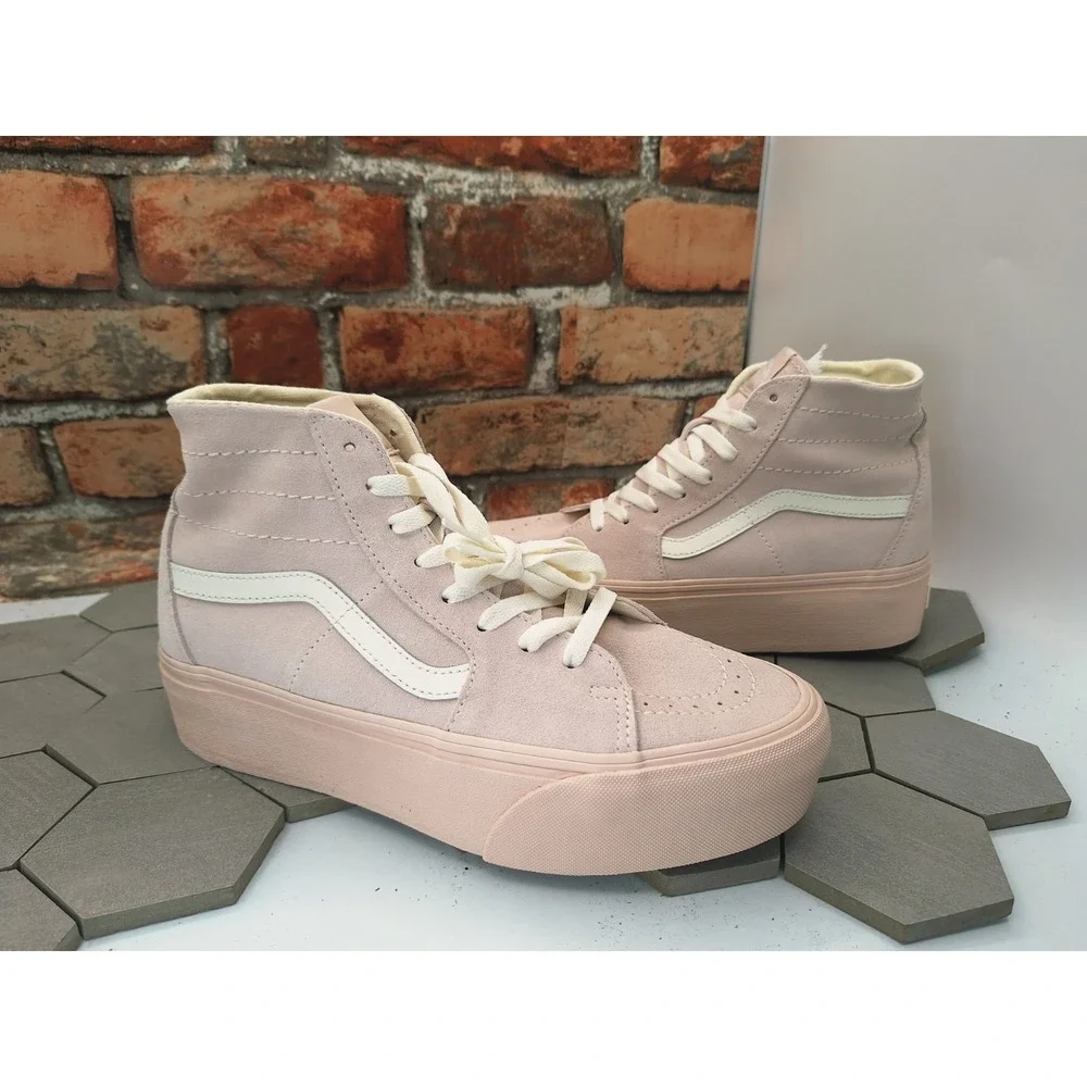 Vans Sk8-Hi Tapered Stackform Suede Shell Pink Platform Sneaker Women Sz 9